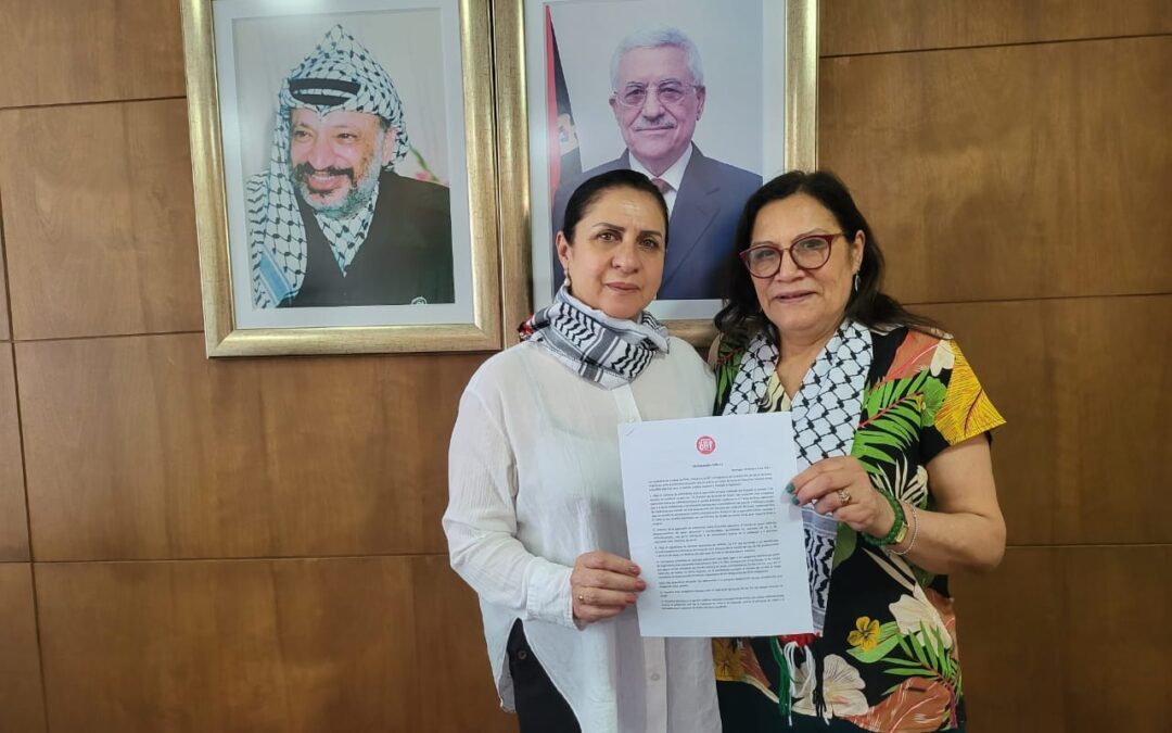 Dirigentas Nacionales Confusam se presentan en Embajada Palestina